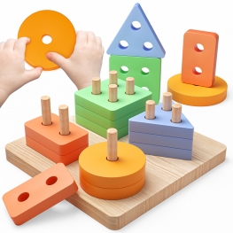 Large Wooden Sorting and Stacking Toys (a59st)